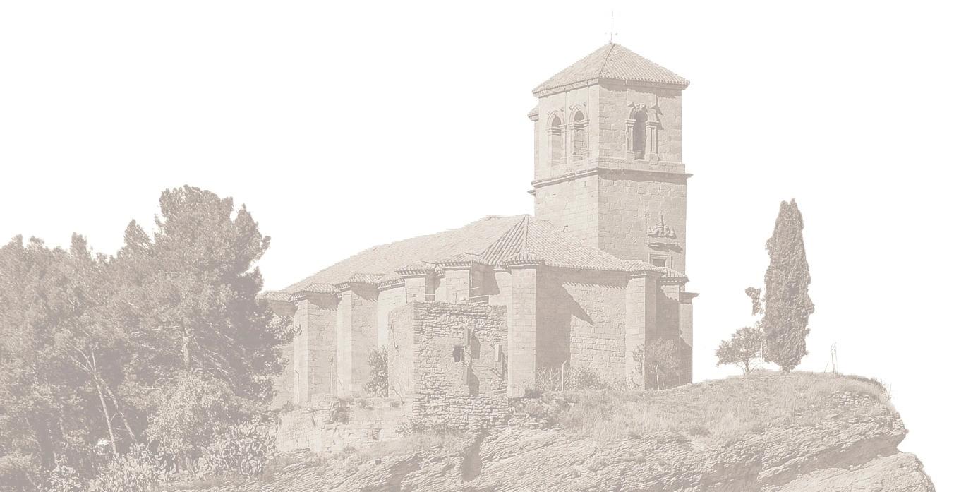 A spanish church on a hilltop, faded and blurred
